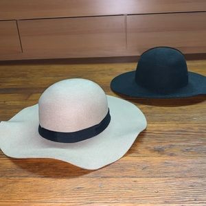 2 hats - top shop camel wool hat &black wo…
